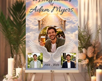 Personalised In Loving Memory Memorial Photo Poster Banner N257 (S3) Funeral Wake Keepsake PRINT ONLY