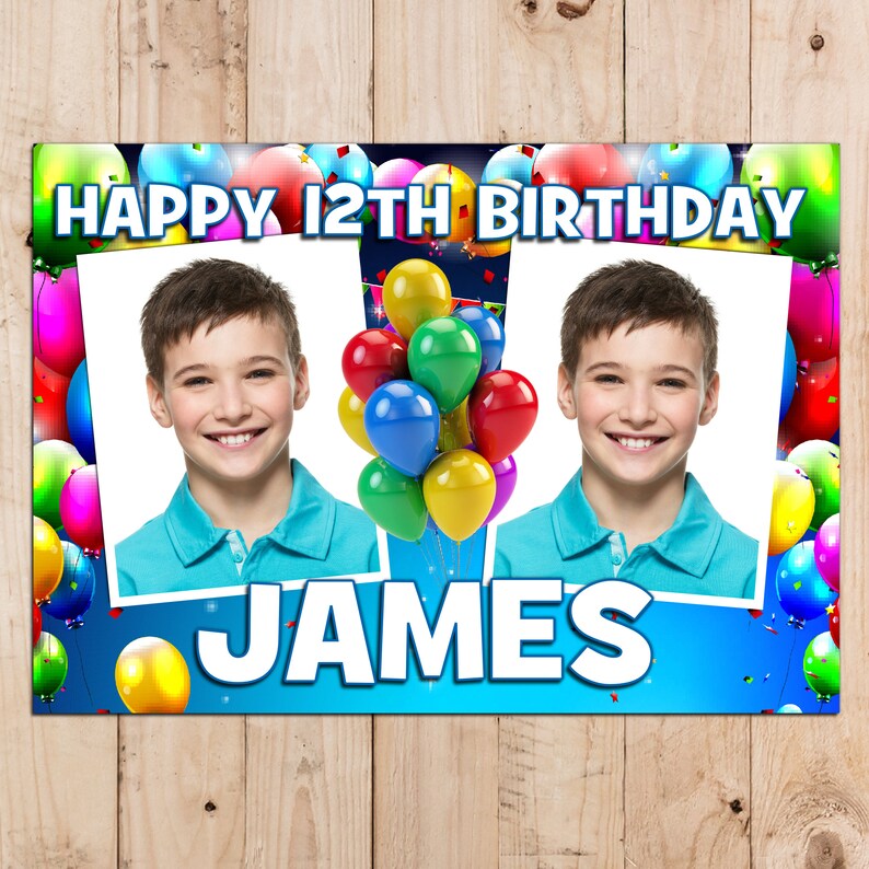 Personalised 18th 21st 30th 40th 50th Happy Birthday PHOTO Banner N78 ANY AGE
