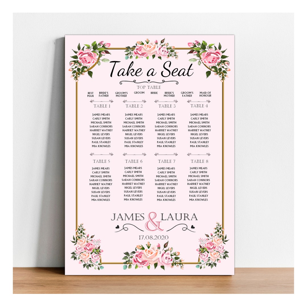 Personalised Wedding Table Seating Plan Vintage Floral Style - Etsy