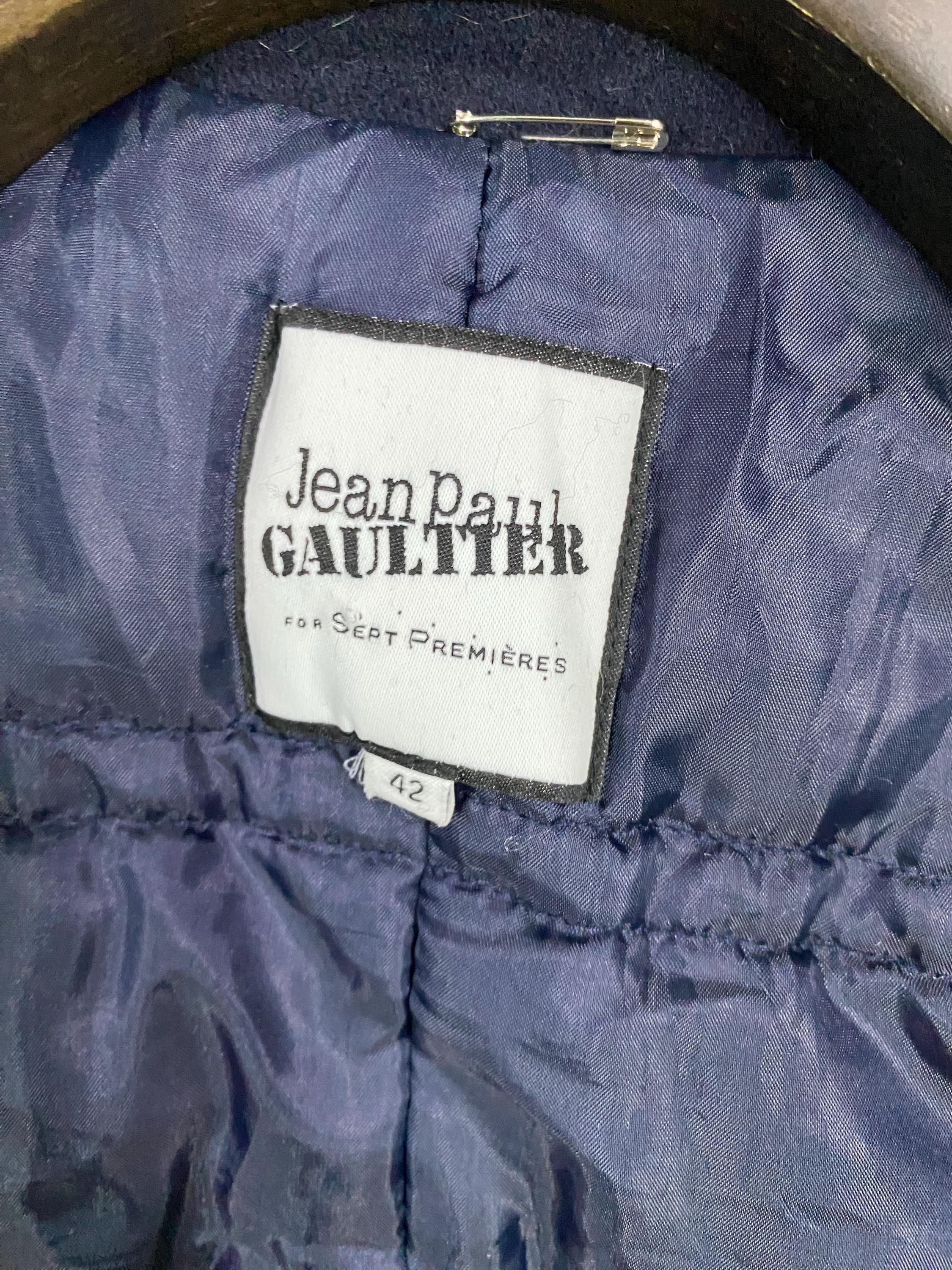 Vintage Jean Paul Gaultier Wool Pea Coat, Nautical Jacket (size 42