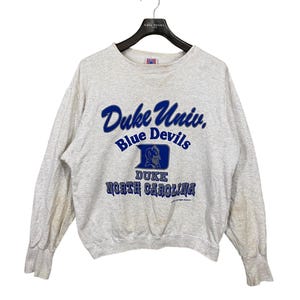 Vintage 90s american collage duke university sweatshirt crewneck pullover distressed size L