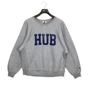 Vintage Champion Reverse Weave Sweatshirt: Y2K Japanese Brand Hub Pullover (XL Size)