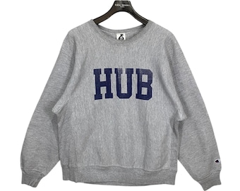 Vintage Champion Reverse Weave Sweatshirt: Y2K Japanische Marke Hub Pullover (XL Größe)
