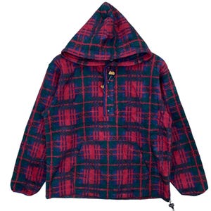 ヴィンテージ LLBEAN フリース チェック ジャケット フード付き ハーフボタン