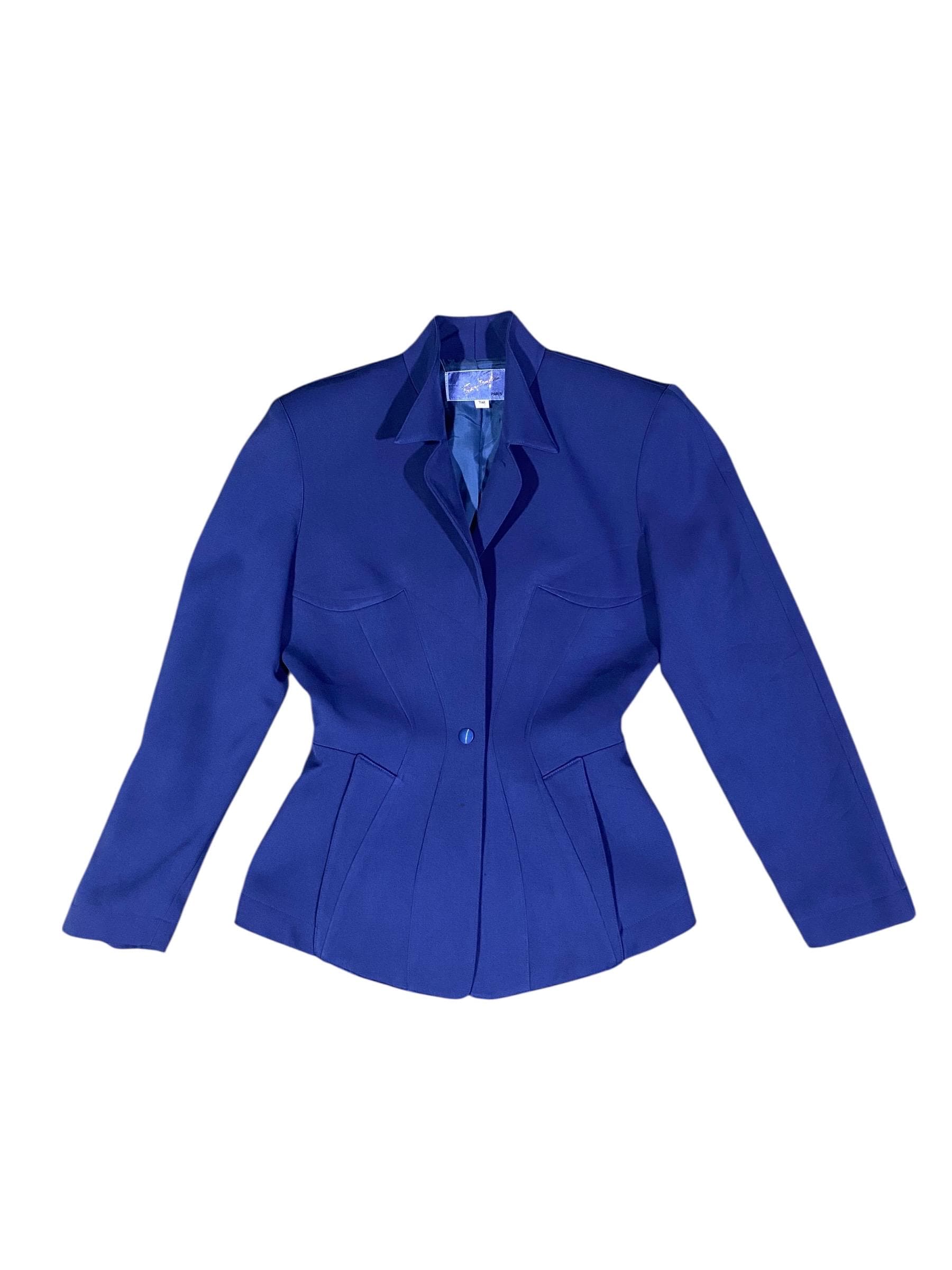 Tailored Blazer Royal Blue Peplum Jacket Womens Zip Blazer Peplum