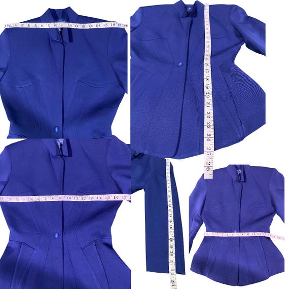 Vintage Thierry Mugler Royal Blue Blazer Women's Fitted Suit