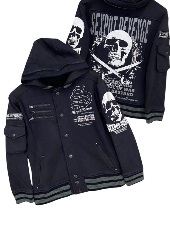 ジャケット・アウター Revenge varsity jacket Wool/Leather Full-Snap Autumn Skeleton Revenge Varsity Jacket