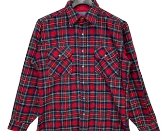 Vintage Pendleton Flannel Shirt Size Large Prince Charles Edward Stewart Tartan gengster style