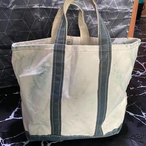 Vintage 80s LL Bean Boat Tote – Distressed Sunfaded Medium Canvas Bag