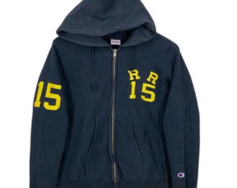 Vintage Champion X-girl Hoodie: Dark Blue Reverse Weave Pullover