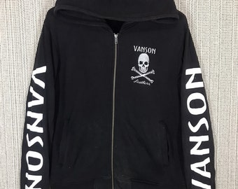 Vanson Vanson Leather Skulls Spellout Hoodie Zipper Size L - Etsy