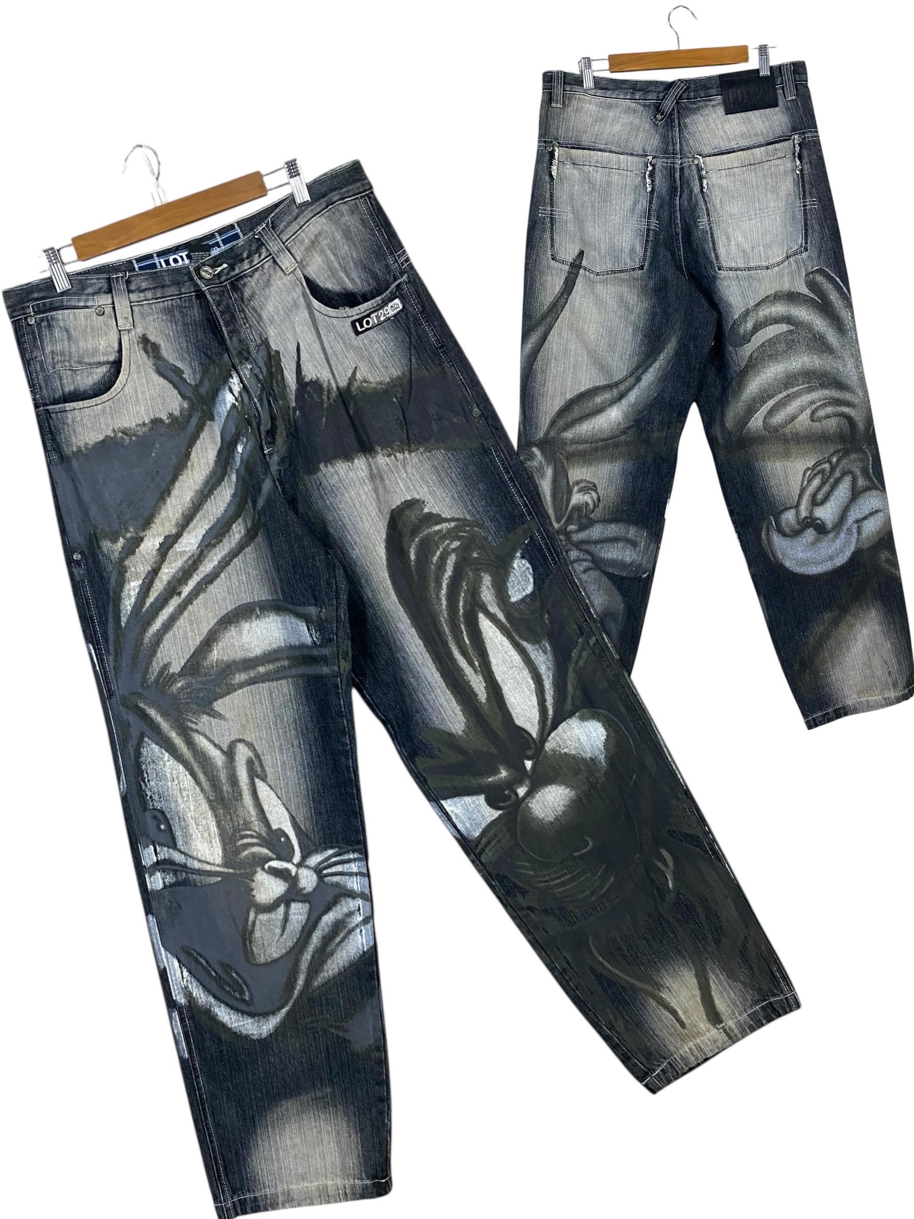 lot29 極太 バギー デニム ストリート LOONEY TUNES W40 Vintage Lot 29 X Bunny Looney Tunes Graphic Jeans Nice Designer - Etsy