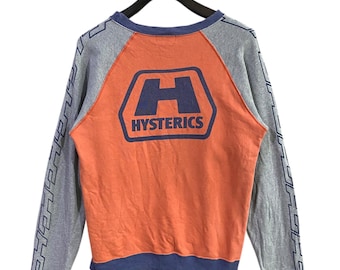 Sudadera vintage Hysteric Glamour, jersey de cuello redondo, jersey con efecto desgastado y desteñido.