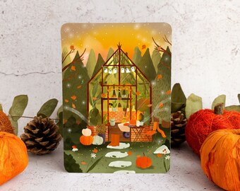 Postkarte „Herbstgemütliches Gewächshaus“