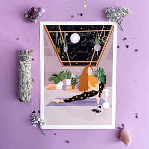 Poster „Yoga unter den Sternen“.