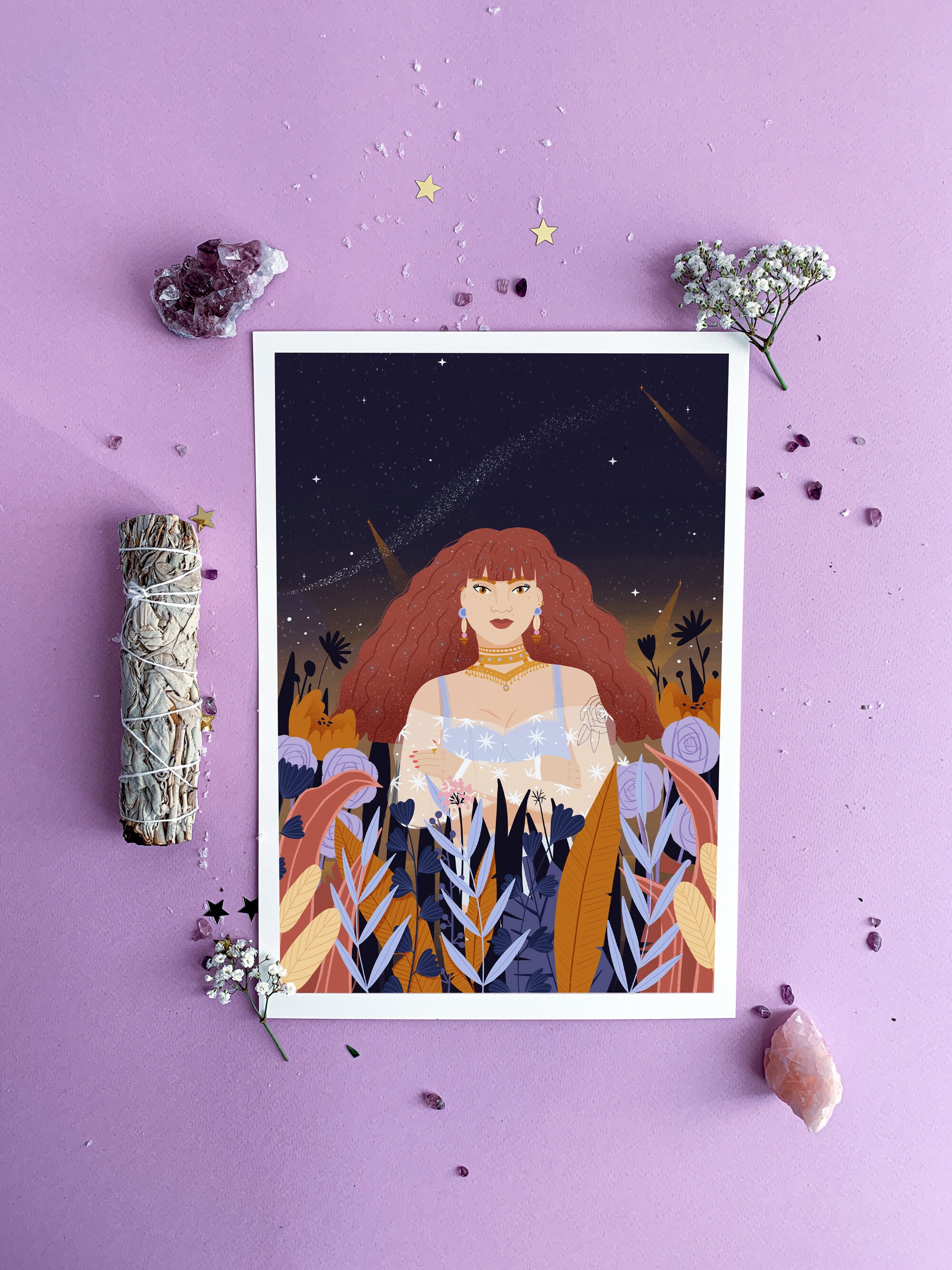 Affiche A4/Portrait de Femme Mystique