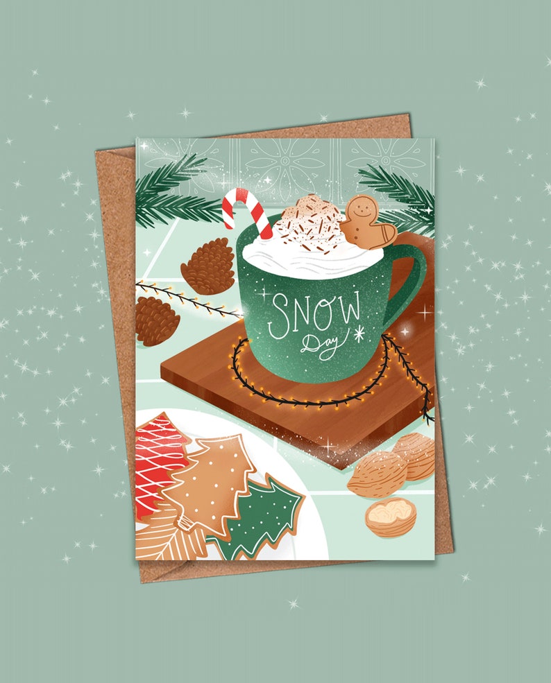 Carte postale "Chocolat chaud de Noël" Coins carrés