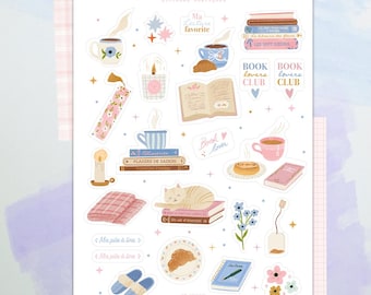 Feuille de stickers - Booklovers - Stickers pour journaling, scrapbooking ou agenda