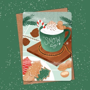 Carte postale "Chocolat chaud de Noël" Coins arrondis