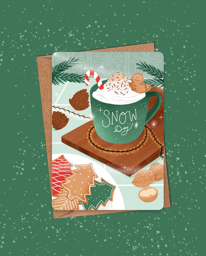 Carte postale "Chocolat chaud de Noël" Coins arrondis