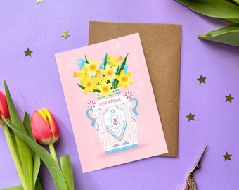 Postcard " My pretty bouquet of daffodils"