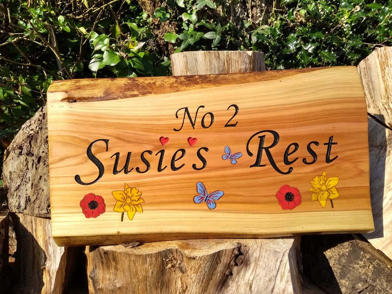 Solid Wood House Name Sign Carved Plaque Etsy UK