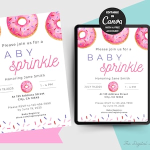 Editable Baby Sprinkle Invitation: Canva Template (Digital Download)