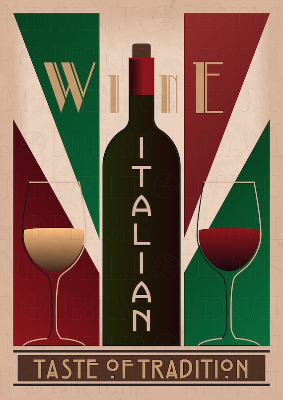 Italian Wine Poster Etsy
