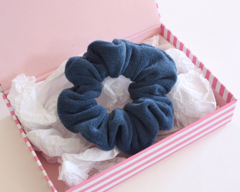 Navy Scrunchie Terrycloth Scrunchie Jumbo Regular Sizes Etsy