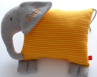 Kissen mit Namen Kinderkissen Geschenk zur Geburt Namenskissen Elefant Fridolin Kuscheltier