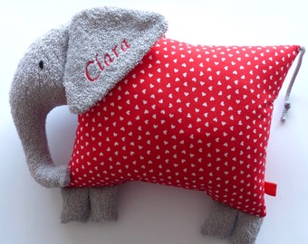 Oreiller avec nom oreiller pour enfants cadeau de naissance éléphant Fridolin