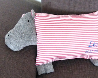 Oreiller avec nom oreiller pour enfants cadeau pour la naissance hippopotame