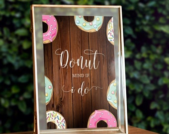 Donut Let op als ik dat doe, afdrukbaar donutbord voor huwelijksreceptie of ander feest