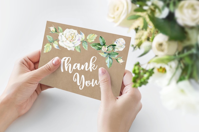 Thank You Card Printable Card Rustic Floral Card Digital Item Wedding Thank You