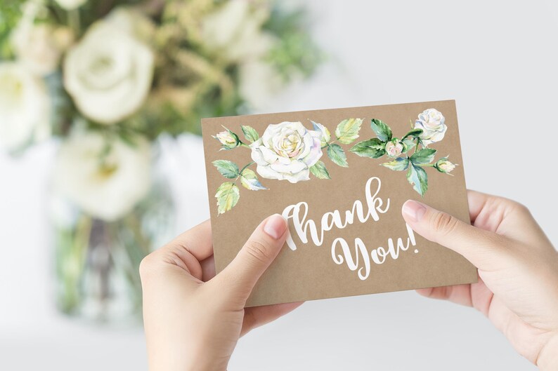 Thank You Card Printable Card Rustic Floral Card Digital Item Wedding Thank You