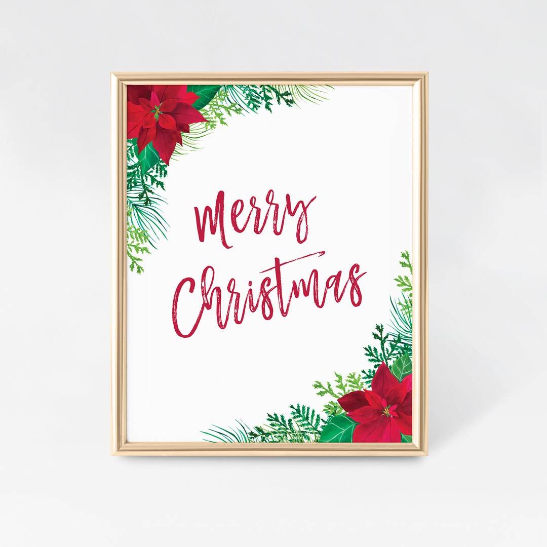 Merry Christmas Printable Sign - Etsy