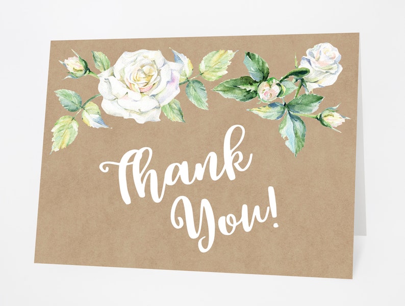 Thank You Card Printable Card Rustic Floral Card Digital Item Wedding Thank You