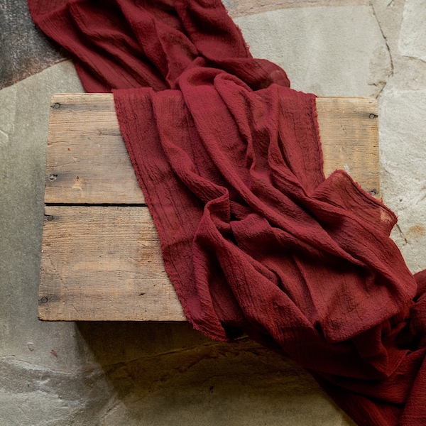 Rustic Wedding Decor, Cheese Cloth Table Runner,  Burgundy Wedding Decor, Custom Decor, Gauze Runner, Centerpieces, Burgundy Table Runner