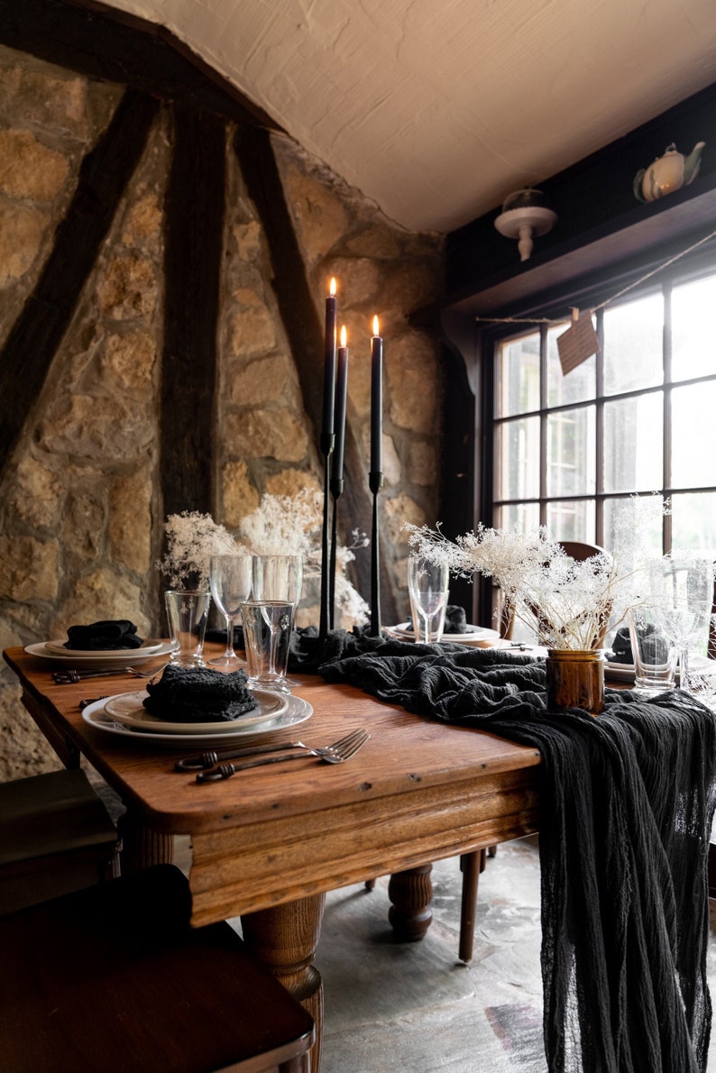 Rustic Wedding Decor Black Wedding Decor Cheese Cloth Table image 1