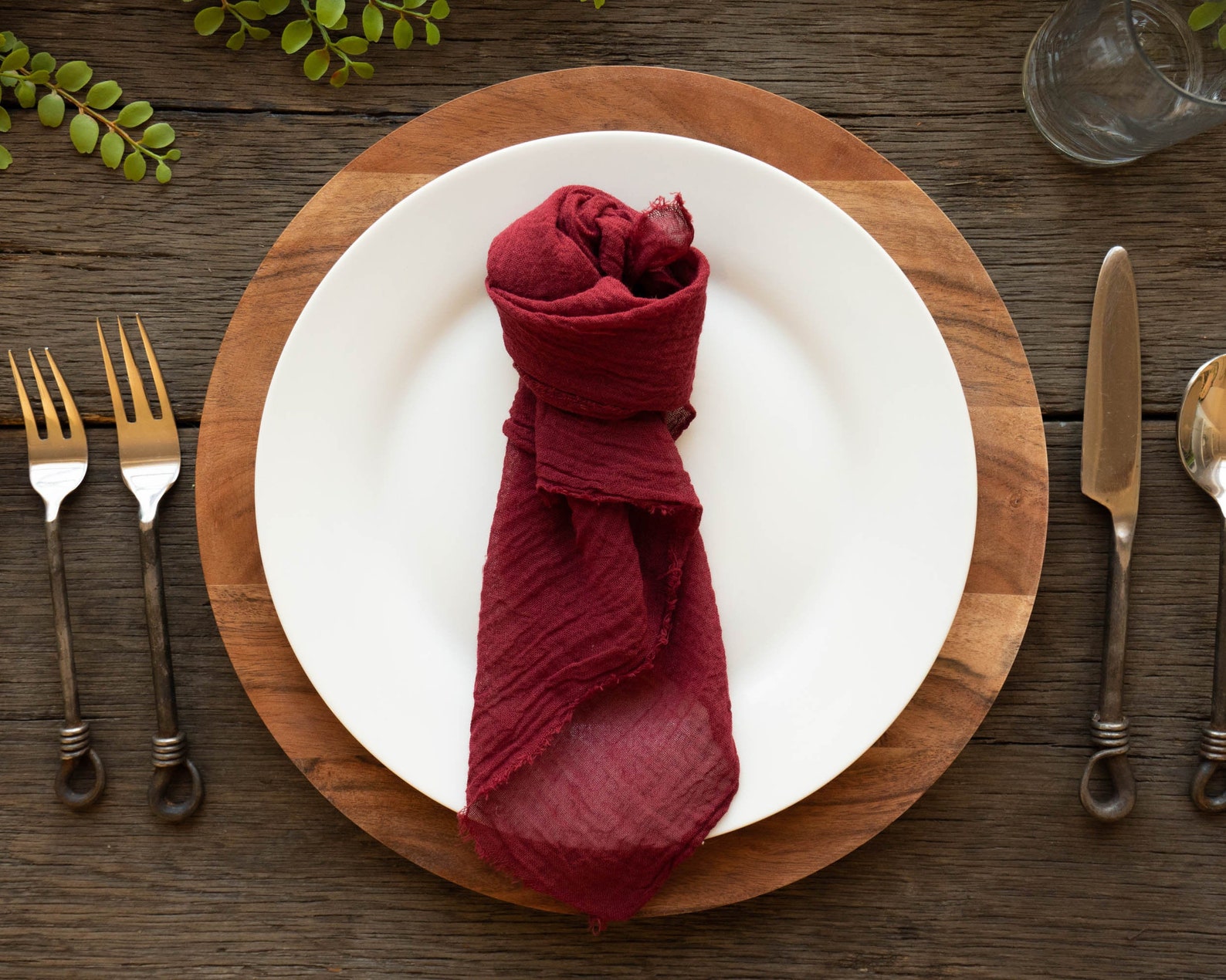 Rustic Wedding Napkins Burgundy Decor Cheesecloth Napkins Etsy