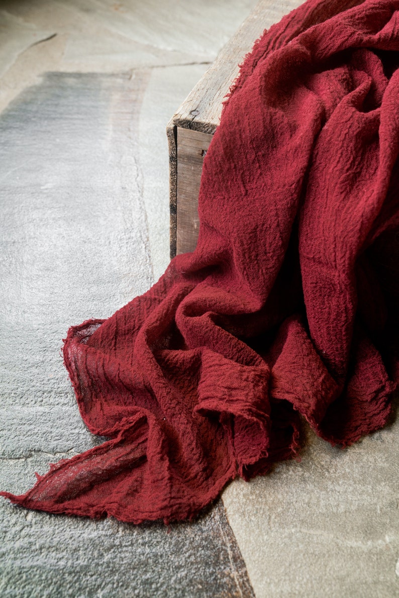 Rustic Wedding Decor Cheese Cloth Table Runner Burgundy Etsy