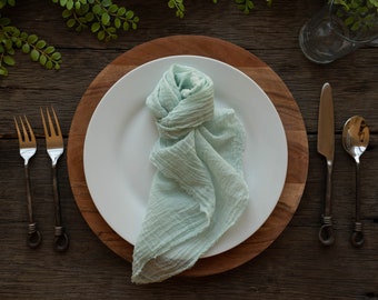 Rustic Wedding Napkins, Cheesecloth Napkins, Mint Green, Wedding Napkins, Boho Wedding, Light Green Napkins, Wedding Decor, Mint Green