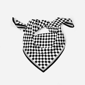 Awesome Vintage Silk Motorcycle Scarf - Black/White Checked - Awesome and Unique Motorcycle Gift! - FREE WORLDWIDE SHIPPING!