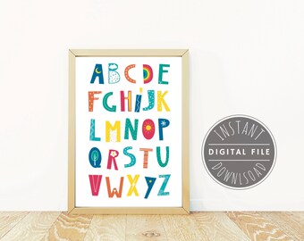 Alphabet Print | Alphabet Art | Nursery Decor | Nursery Wall Art | Alphabet Poster | Nursery Print | Children's Print | ABC Wall Art