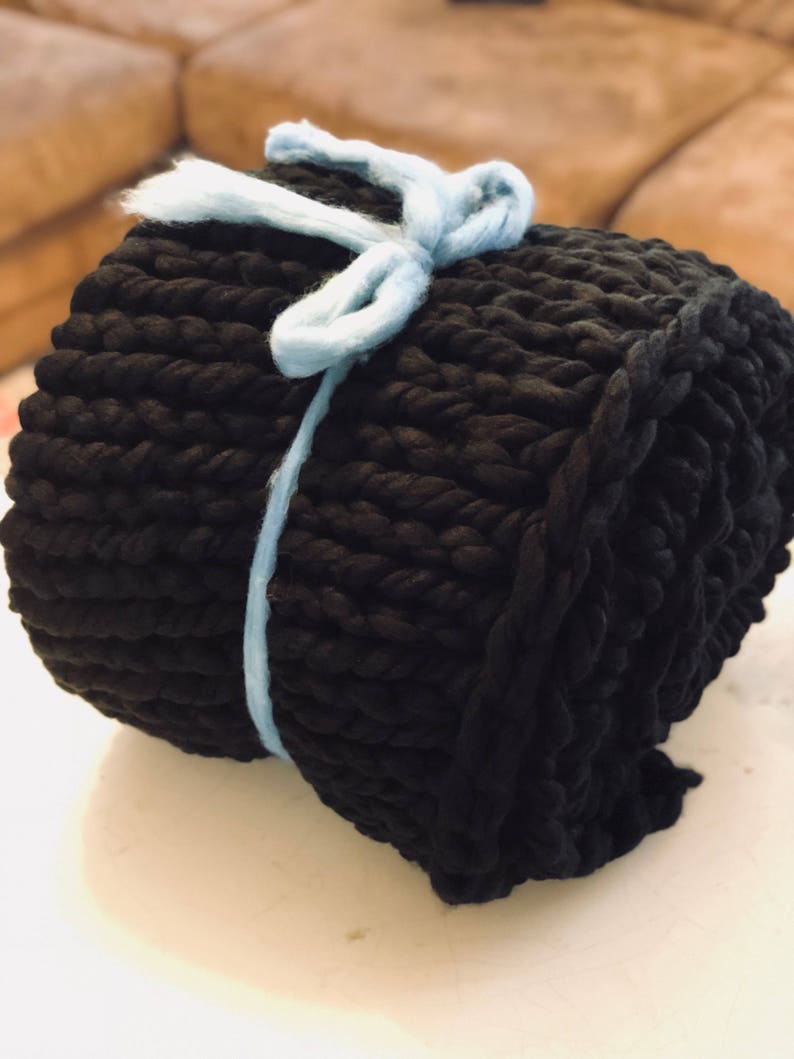 Black Throw Blanket Super Chunky Acrylic Yarn Cozy Bulky Etsy