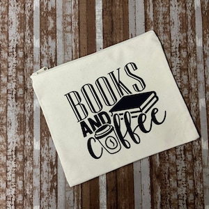 Books & Coffee  | Zipper Book Pouch | Book Sleeve
