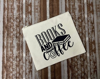Books & Coffee  | Zipper Book Pouch | Book Sleeve