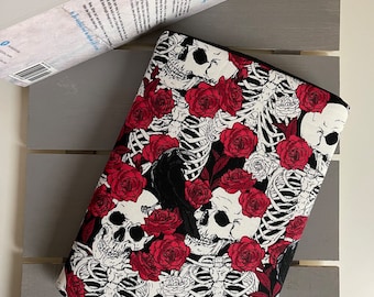 Floral Skelly Book Sleeve || E-Reader Sleeve