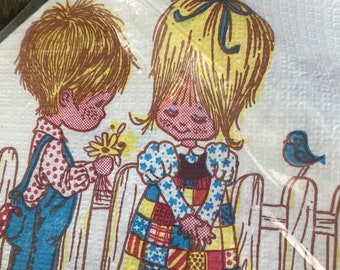 1970年代のヴィンテージ紙製テーブルクロス：キッチュな誕生日パーティーのデコレーション