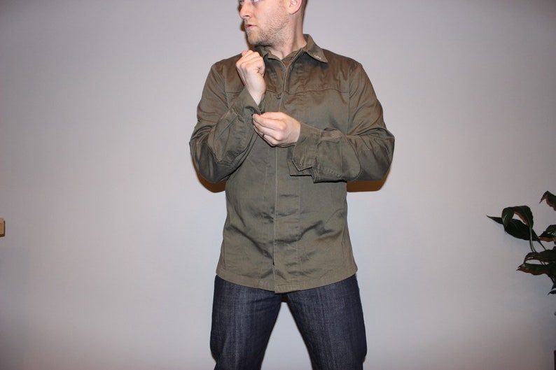 Vintage Military Buttondown \u2022 Olive Green \u2022 1960/'s \u2022 Large